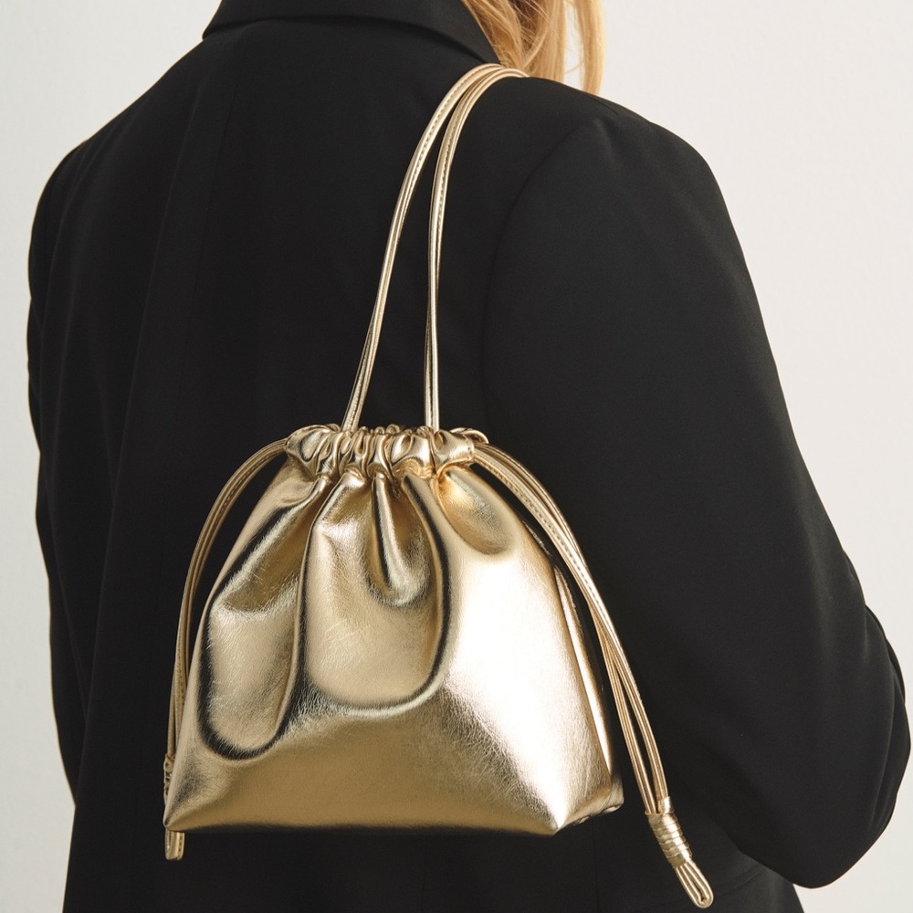 PART TWO Gold Drawstring Handbag - Picture 2 of 10